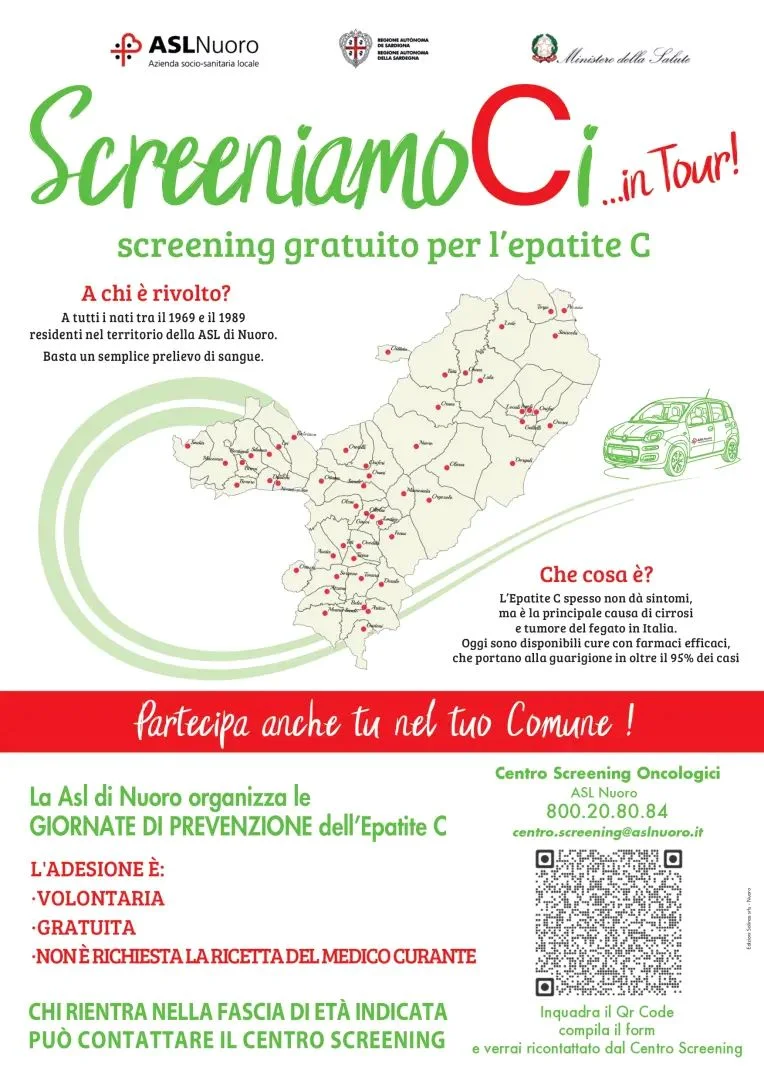 Screeniamoci … in tour! La nuova campagna di screening di prossimita’ della ASL di Nuoro – prevenzione dell’epatite c