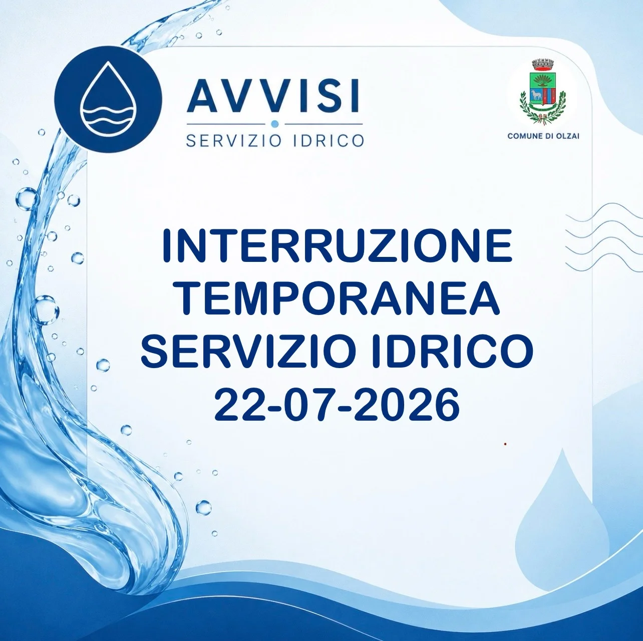 Interruzione temporanea servizio idrico