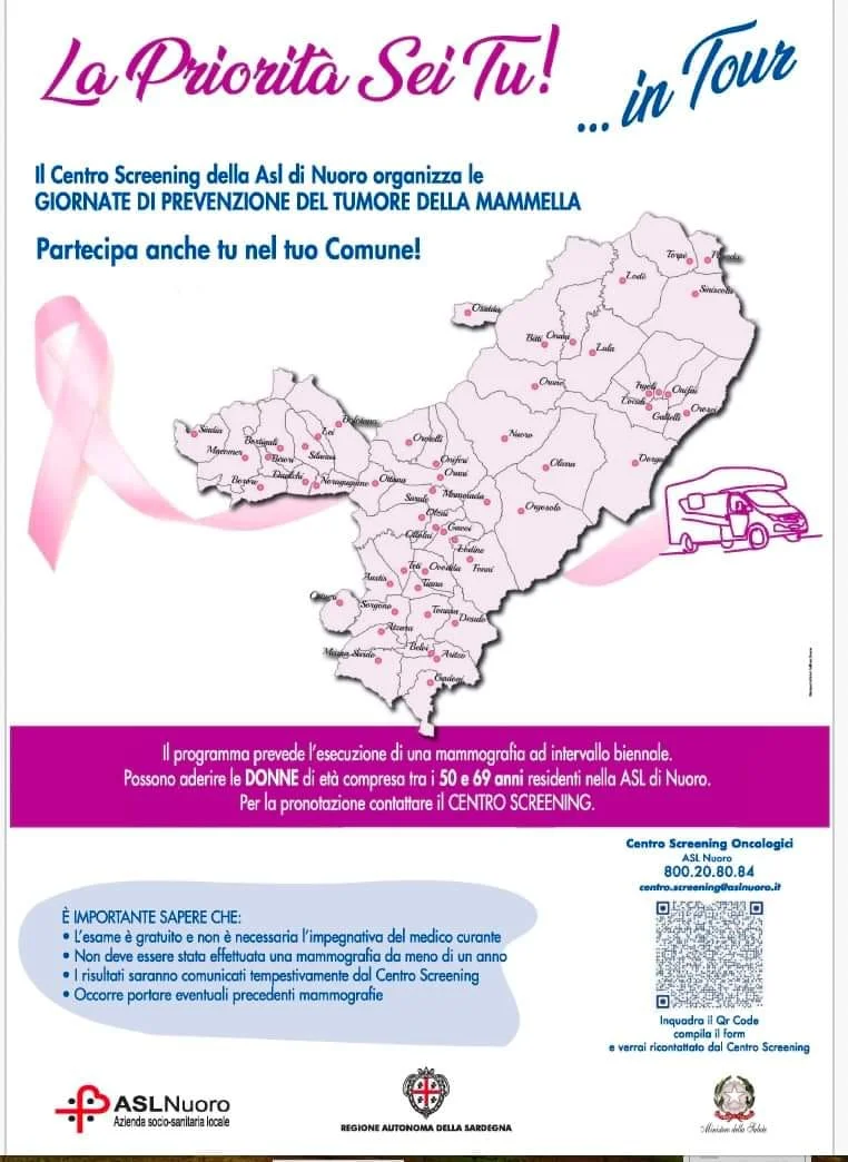 ASL DI NUORO - GIORNATE DI  PREVENZIONE TUMORE ALLA MAMMELLA - OLZAI  8 giugno 2024 (pomeriggio)