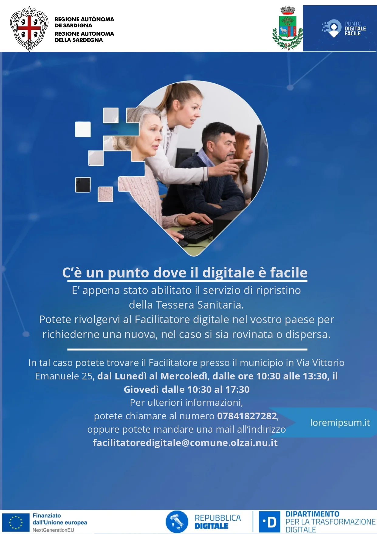 Ripristino della Tessera Sanitaria dal facilitatore digitale presso il Comune di Olzai