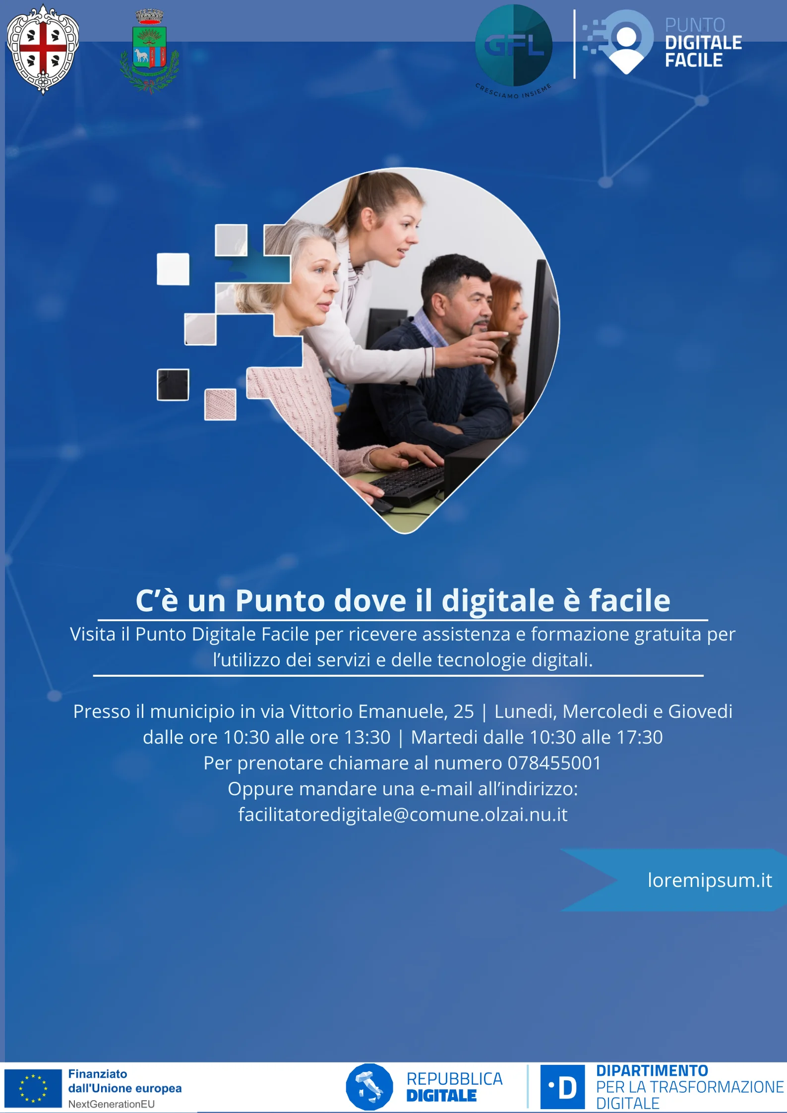 Apertura  punto facilitazione digitale comune di  olzai