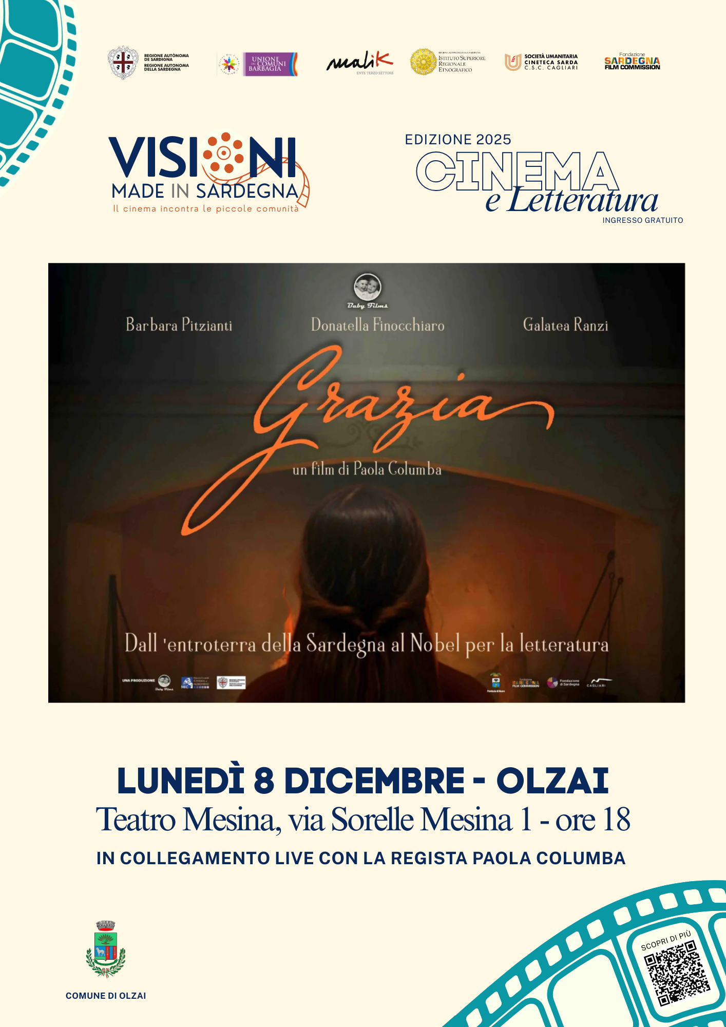 VISIONI MADE IN SARDEGNA -IL CINEMA INCONTRA LE PICCOLE COMUNITA' OLZAI 8 dicembre 2025 ore 18_ Grazia di P.Columba
