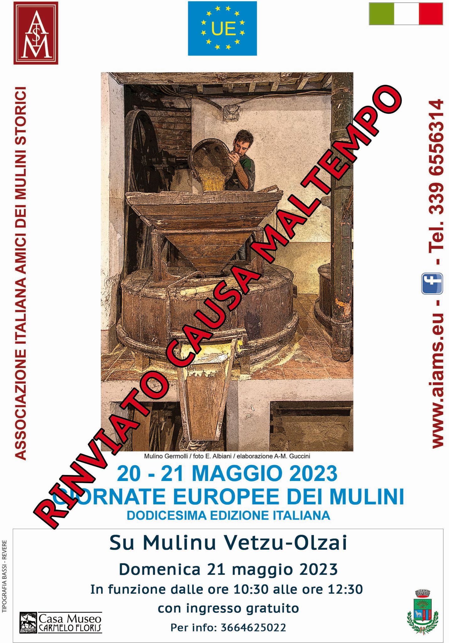 Giornate Europee dei Mulini Storici-  RINVIO EVENTO COMUNE DI OLZAI CAUSA MALTEMPO