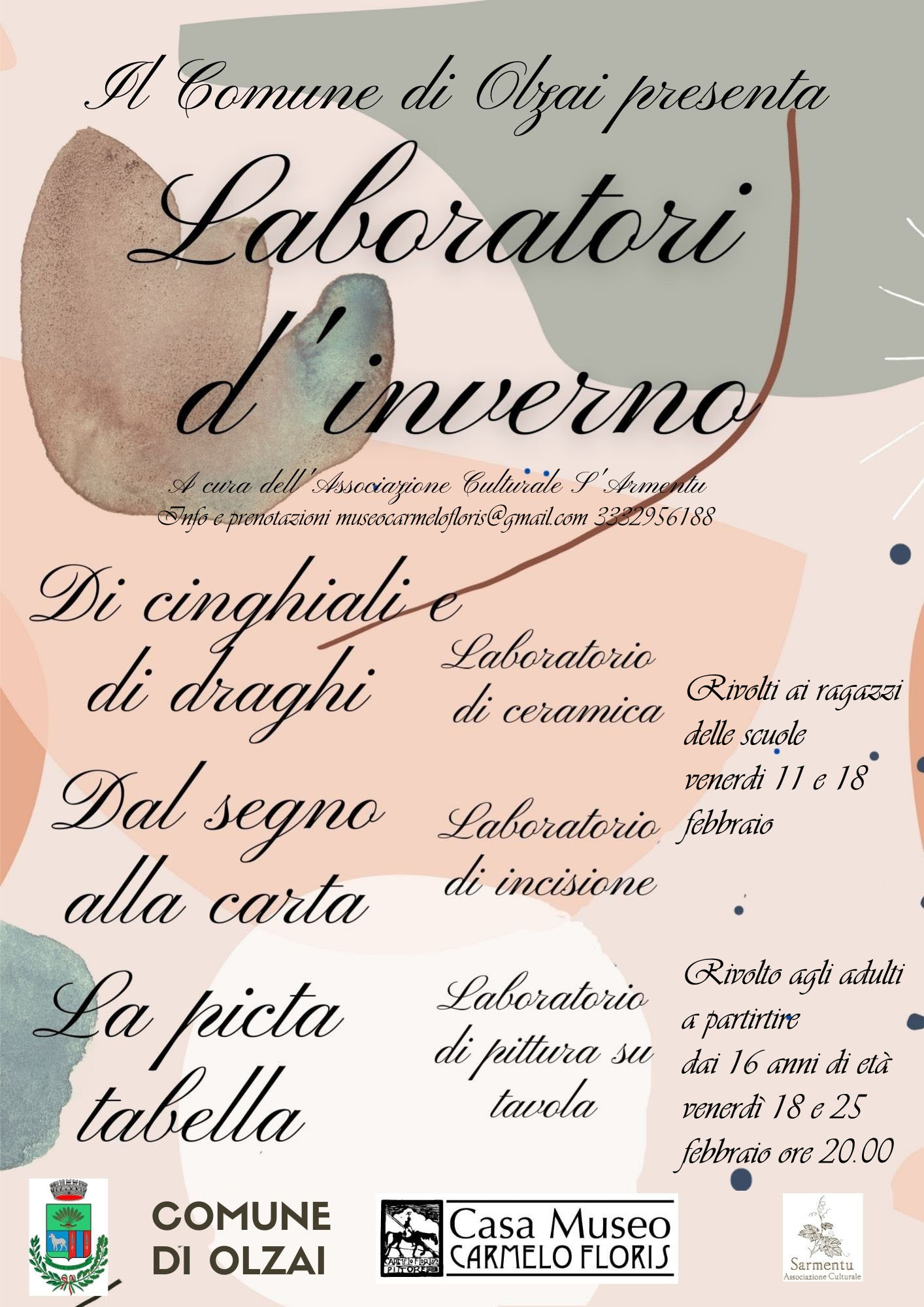 LABORATORI D'INVERNO: CERAMICA, INCISIONE E PITTURA SU TAVOLA  11-25 febbraio 2022