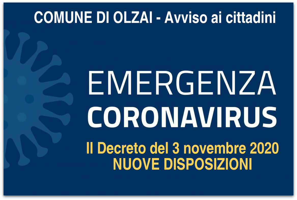AVVISO - Sintesi DPCM del 3 novembre 2020 - Emergenza Coronavirus