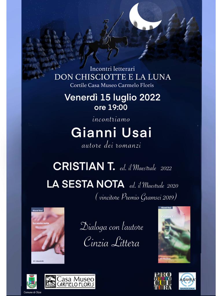 DON CHISCIOTTE E LA LUNA: INCONTRO LETTERARIO CON GIANNI USAI 15/7/2022 ore 19,00