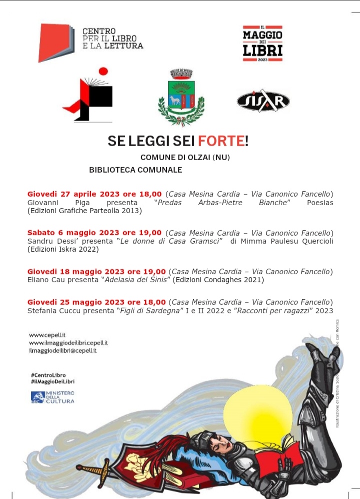 IL MAGGIO DEI LIBRI 2023 - SE LEGGI SEI FORTE!  OLZAI 27 aprile - 25 maggio 2023