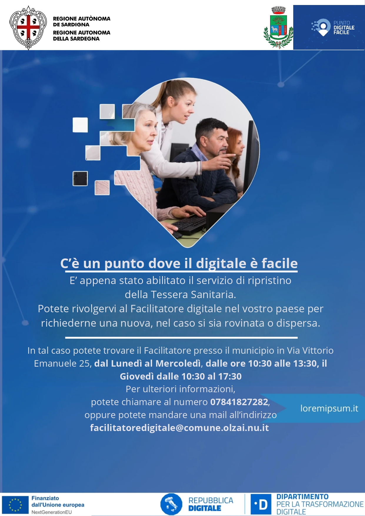 Ripristino della Tessera Sanitaria dal facilitatore digitale presso il Comune di Olzai