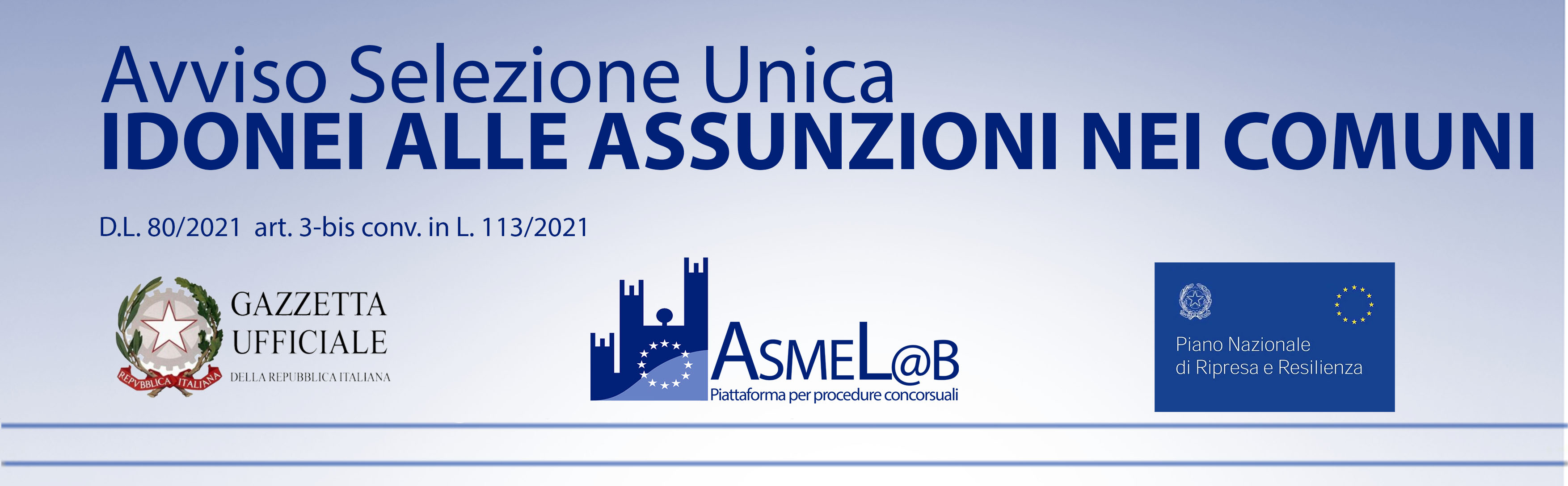 Avviso pubblico per Idonei alle assunzioni nei Comuni - ASMELAB.